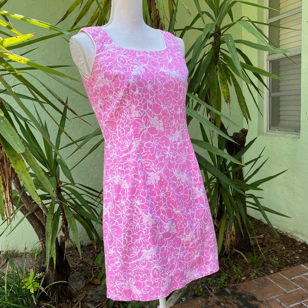 Lilly Pulitzer Pink White Floral Sleeveless Shift Dress